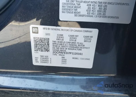 2023 Chevrolet Silverado 1500 2Wd Short Bed High Country из США, поврежденный, VIN 2GCPAFED7P1120161